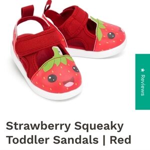 Strawberry Squeaky Toddler Sandals - Red